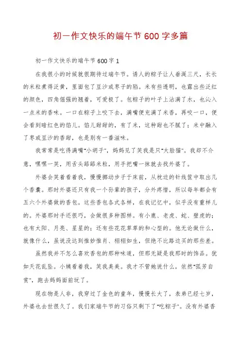 初一作文快乐的端午节600字多篇