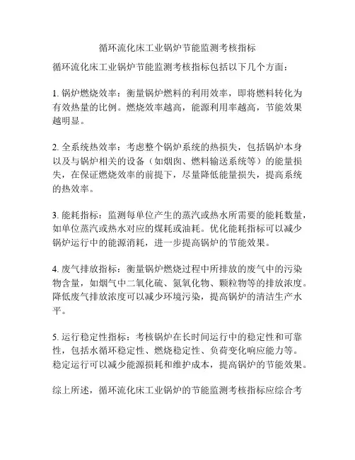 循环流化床工业锅炉节能监测考核指标