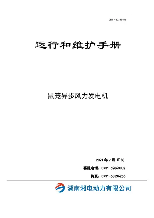鼠笼异步风力发电机运行维护手册说明书