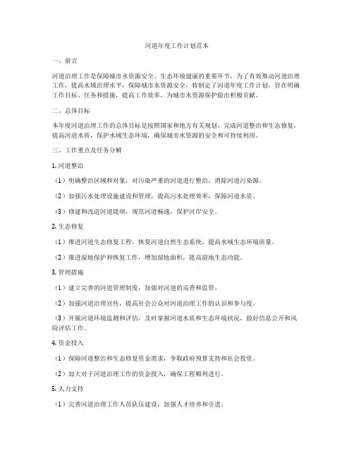 河道年度工作计划范本