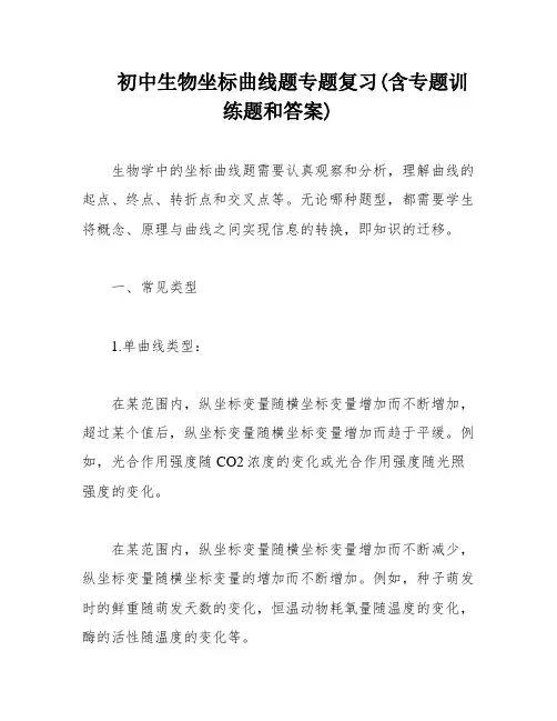 初中生物坐标曲线题专题复习(含专题训练题和答案)