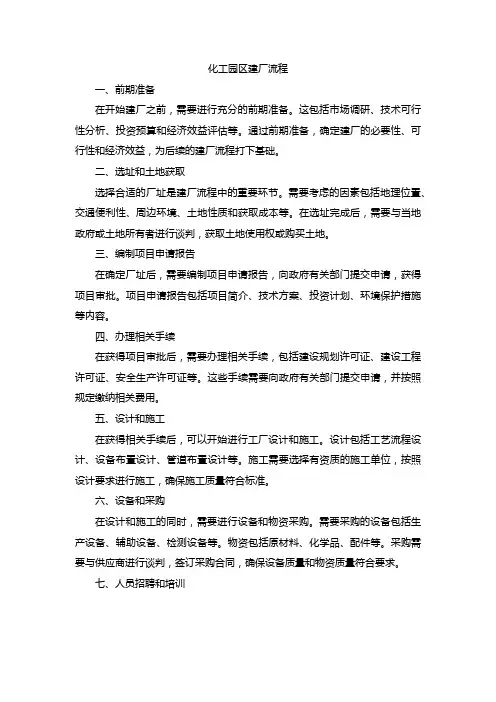 化工园区建厂流程