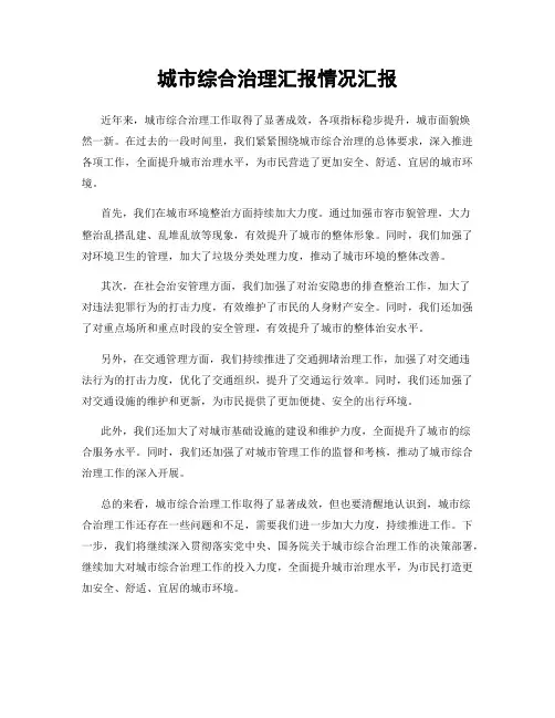 城市综合治理汇报情况汇报