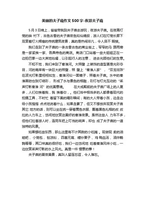 美丽的夫子庙作文500字-夜游夫子庙