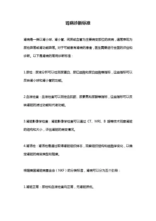 肾病诊断标准