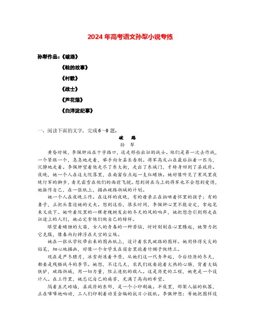 2024年高考语文阅读之孙犁小说专练(解析版)