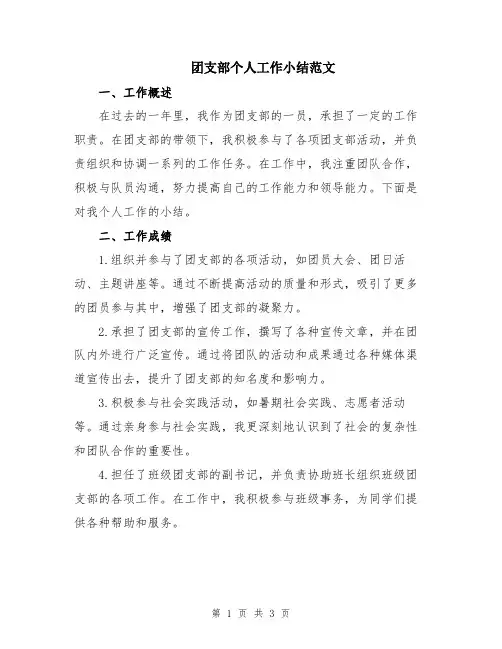 团支部个人工作小结范文