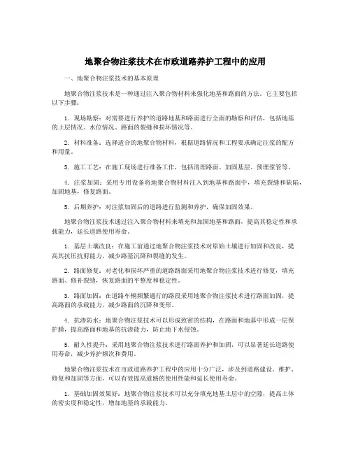 地聚合物注浆技术在市政道路养护工程中的应用
