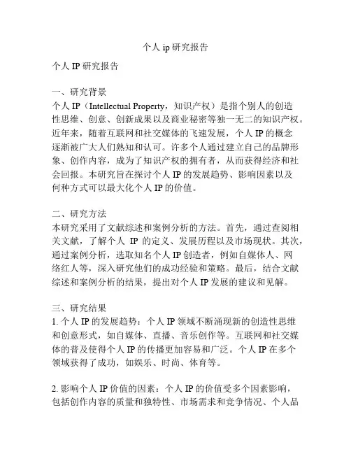 个人ip研究报告