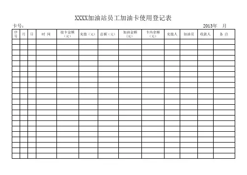 员工加油卡使用登记表