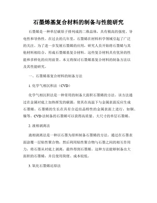 石墨烯基复合材料的制备与性能研究