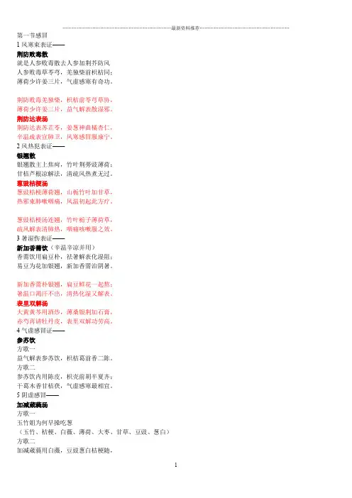 中医内科方剂歌诀96859精编版