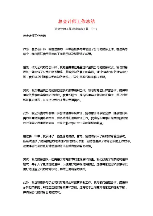 总会计师工作总结2篇