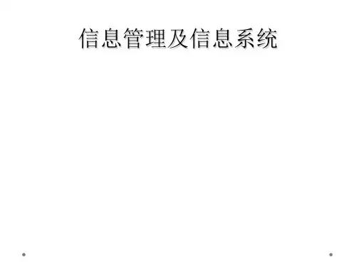 信息管理及信息系统