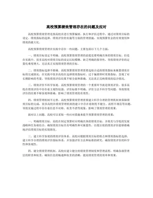 高校预算绩效管理存在的问题及应对