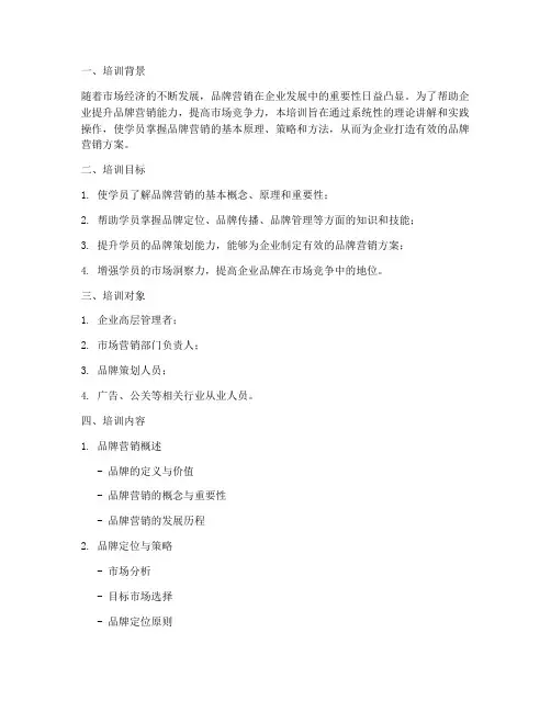品牌营销方案策划培训