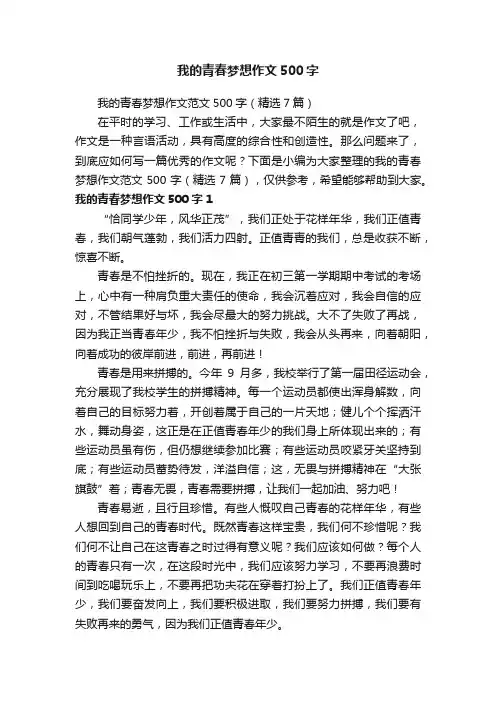 我的青春梦想作文范文500字（精选7篇）