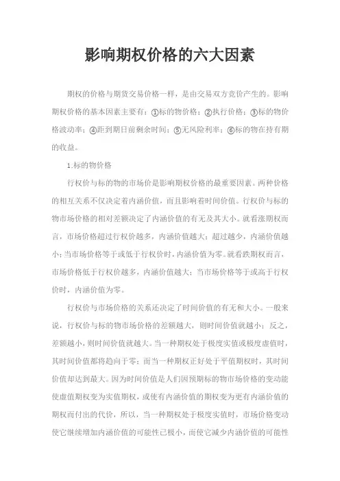 影响期权价格的六大因素