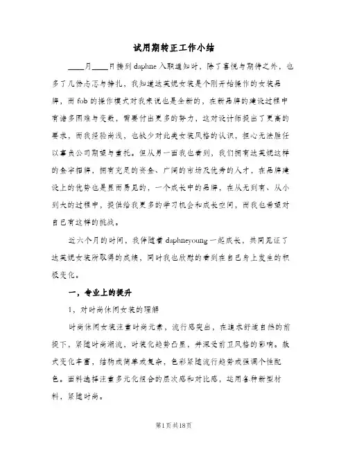 试用期转正工作小结(五篇)