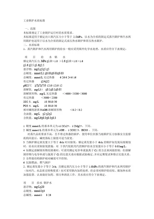 锅炉软化水标准