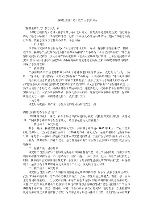 2023最新-《棉鞋里的阳光》教学反思(11篇)