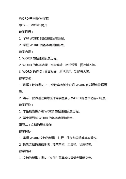 WORD基本操作(教案)