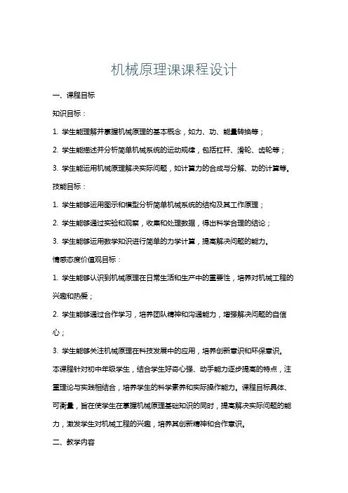 机械原理课课程设计