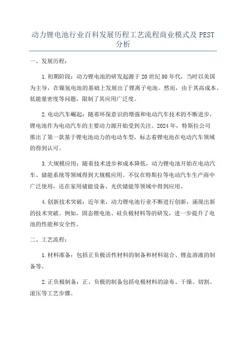 动力锂电池行业百科发展历程工艺流程商业模式及PEST分析