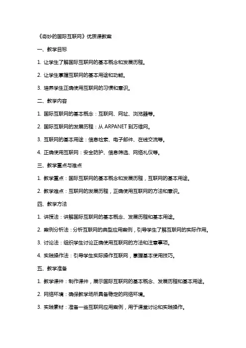 《奇妙的国际互联网》课教案