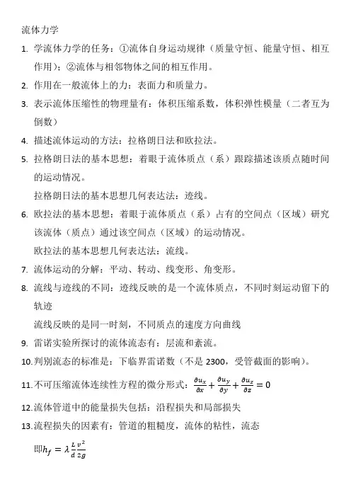 流体力学知识点