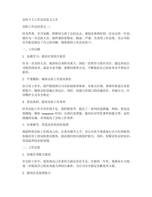 安防个人工作总结范文大全