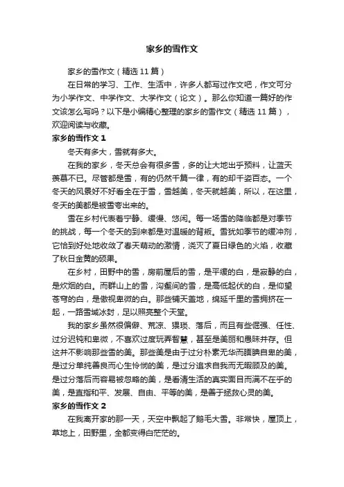 家乡的雪作文