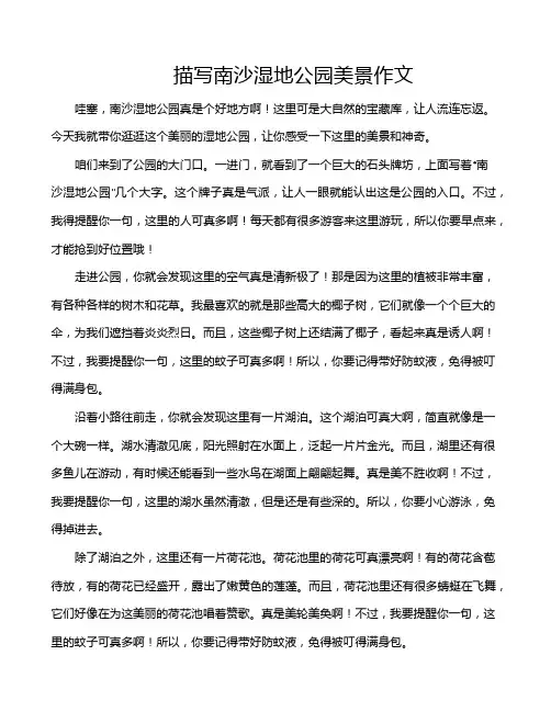 描写南沙湿地公园美景作文