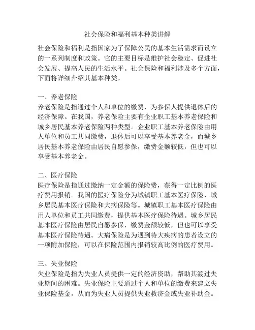 社会保险和福利基本种类讲解