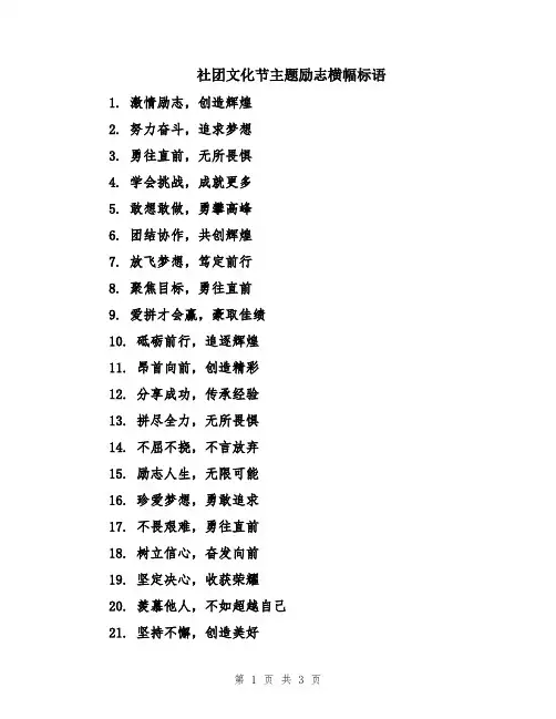 社团文化节主题励志横幅标语