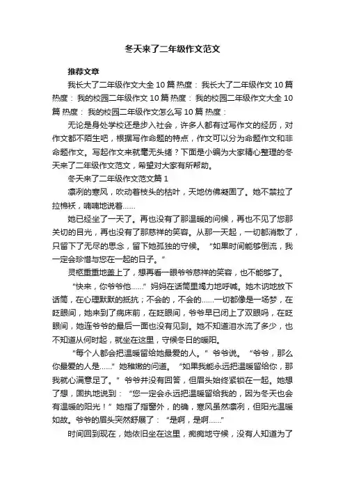 冬天来了二年级作文范文5篇