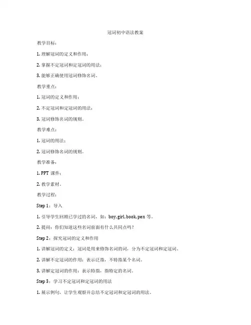 冠词初中语法教案