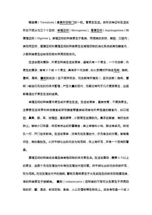 吸虫纲(Trematoda)是扁形动物门的一纲知识分享