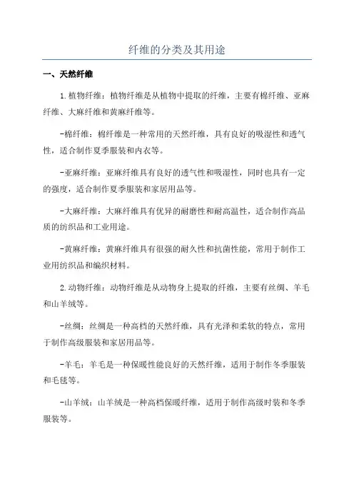纤维的分类及其用途