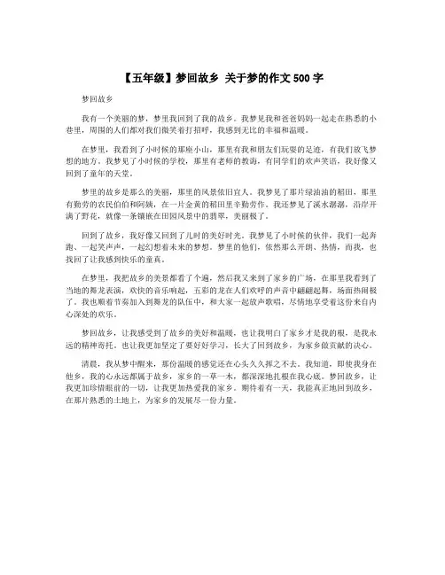 【五年级】梦回故乡 关于梦的作文500字