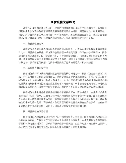 商誉减值文献综述