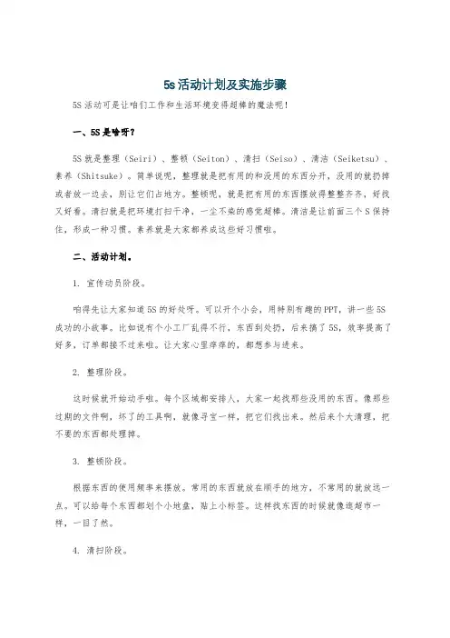 5s活动计划及实施步骤