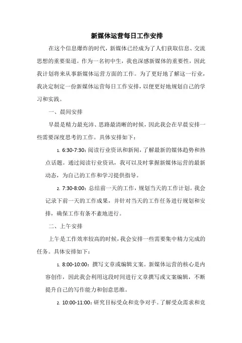 新媒体运营每日工作安排
