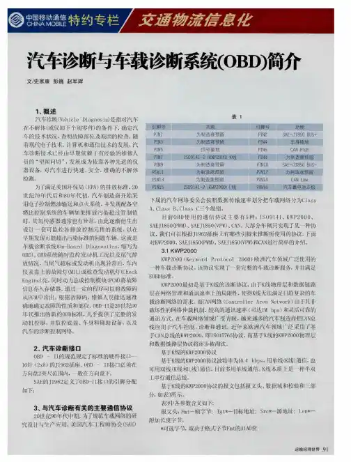 汽车诊断与车载诊断系统(OBD)简介