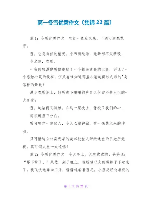 高一冬雪优秀作文(集锦22篇)