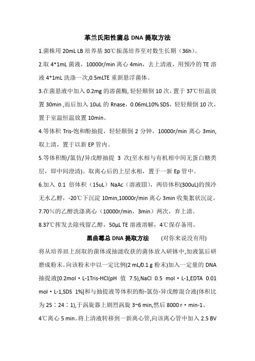 菌种DNA提取方法