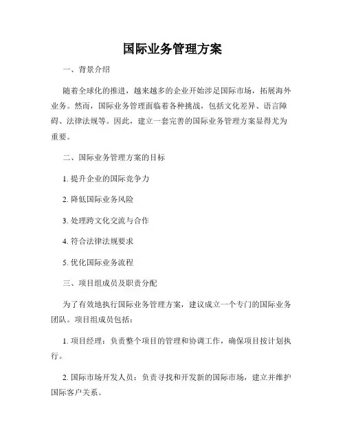 国际业务管理方案