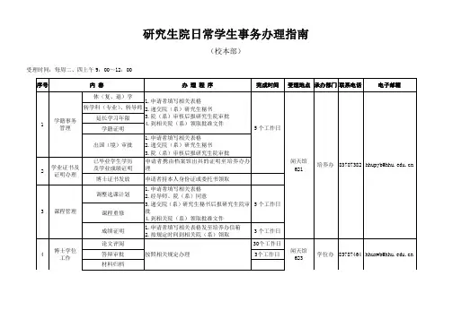 研究生院日常事务办理指南