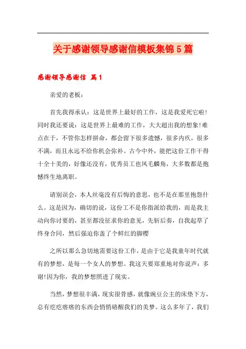 关于感谢领导感谢信模板集锦5篇