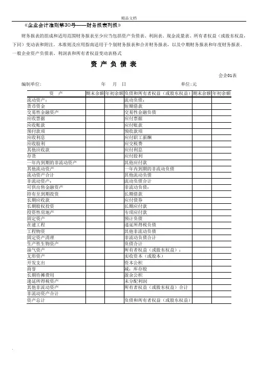 新会计准则全套报表模板